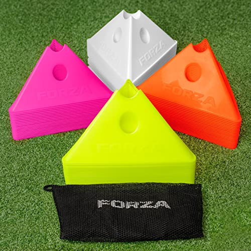FORZA SuperCone Dreieckige Jumbo Sport-Hütchen - Neonfarben | 20 Stück mit Tragetasche (Gelb) von FORZA
