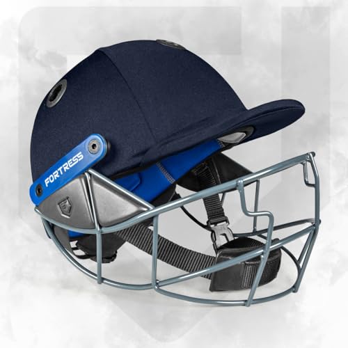 Fortress Pro STL Cricket-Helm – Profi-Cricket-Helm für Junior-, Jugend- und Senior-Spieler | 3 Größen | Verstellbare Cricket-Helme | 4 Farboptionen (Marine, Klein (54–56cm)) von FORZA