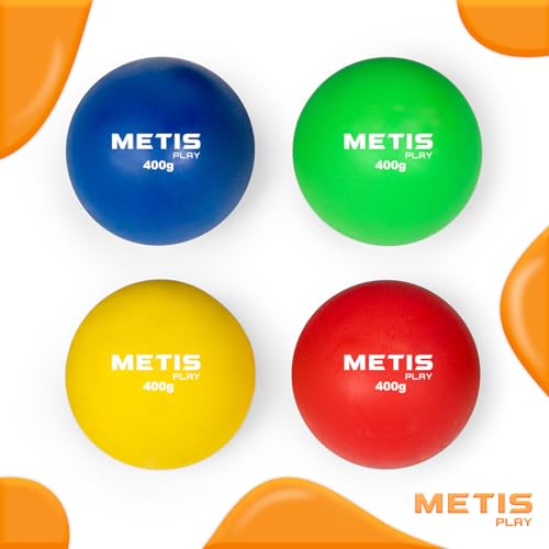 METIS Play Junior Kugelstoßen | 4 Stück | 200g - 600g | Lebendige Farben – Leichtathletik-Sportausrüstung für den Innen- und Außenbereich (400g) von FORZA