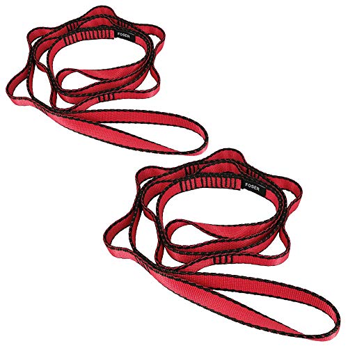 FOSER 2pc Daisy Chain, Yoga-Hängematten-Verlängerungsgurt, 23KN verstellbare Nylon-Kletterschlinge Fitness-Pilates (Red) von FOSER