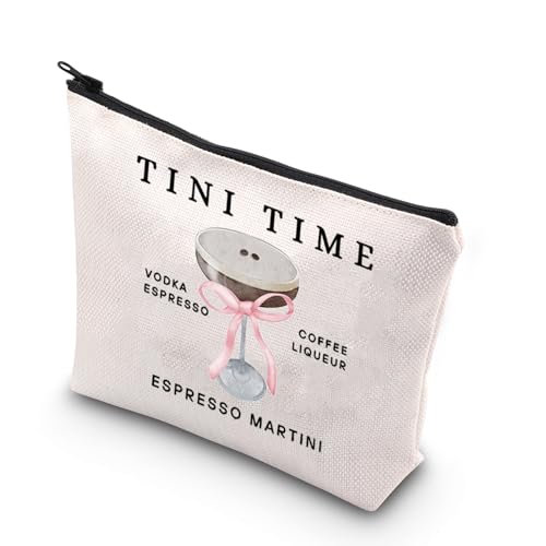 Espresso-Martini-Make-up-Tasche, Tini Time-Geschenk, Cocktail-Alkohol, Martini-Geschenk, Martini-Liebhaber, Reißverschluss-Tasche, weiß, Martini Bag UK von FOTAP