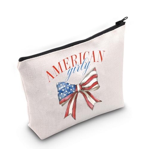 Kosmetiktasche mit amerikanischer Flagge, Motiv: amerikanische Flagge, mit Reißverschluss, patriotisches Geschenk, weiß, American G UK2 von FOTAP