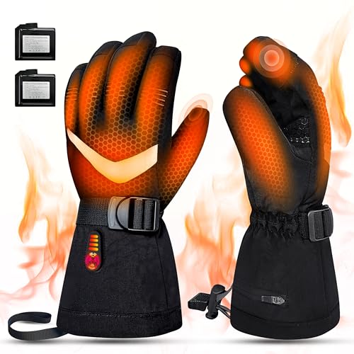 FOTFLACE Beheizte Handschuhe für Damen Herren Beheizbare Handschuhe Mit Wiederaufladbare Batterie, 5 Einstellbarer Temperatur Skihandschuhe Für Winter Skifahren, Radfahren, Wandern (L) von FOTFLACE