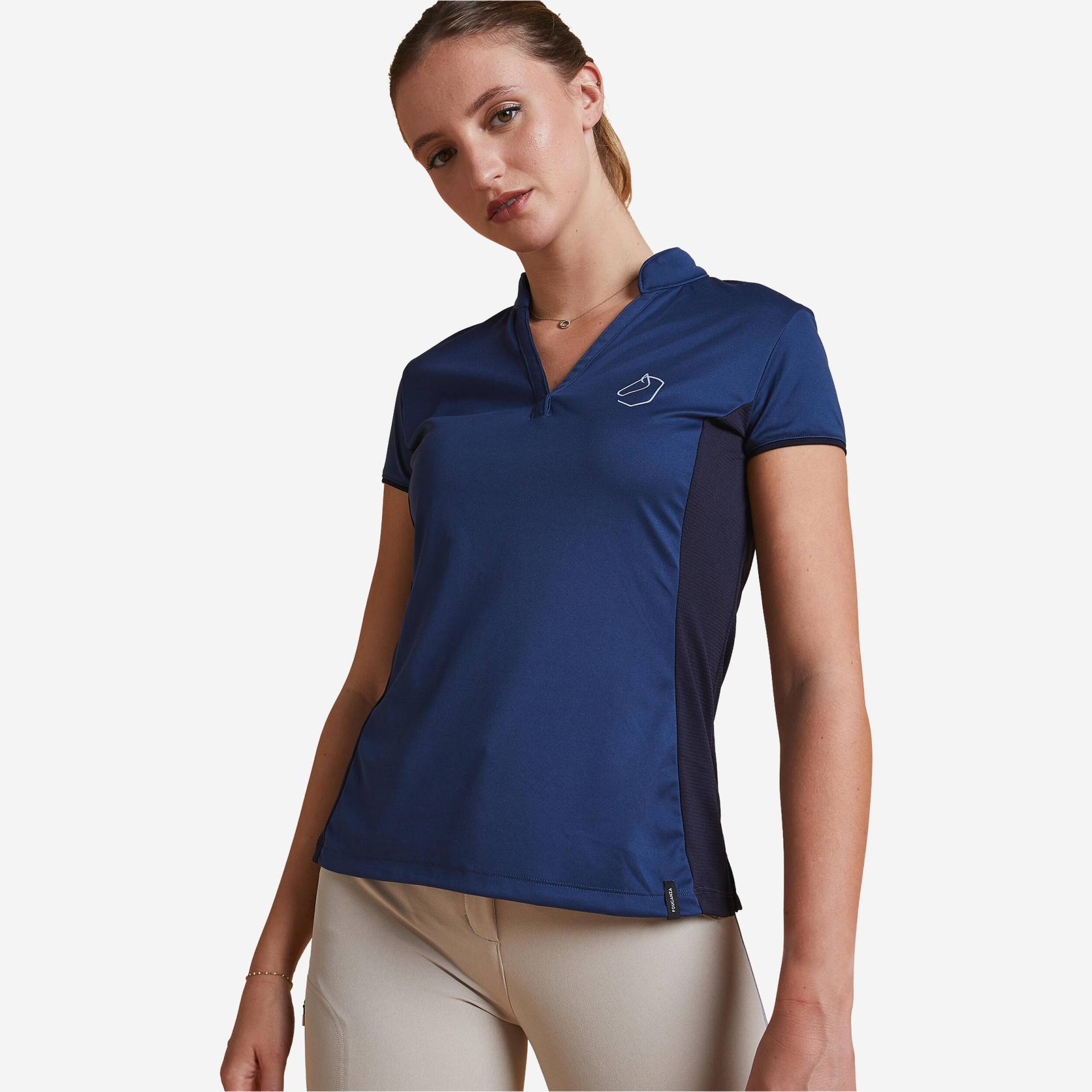 Reit-Poloshirt 500 kurzarm Damen blau von FOUGANZA
