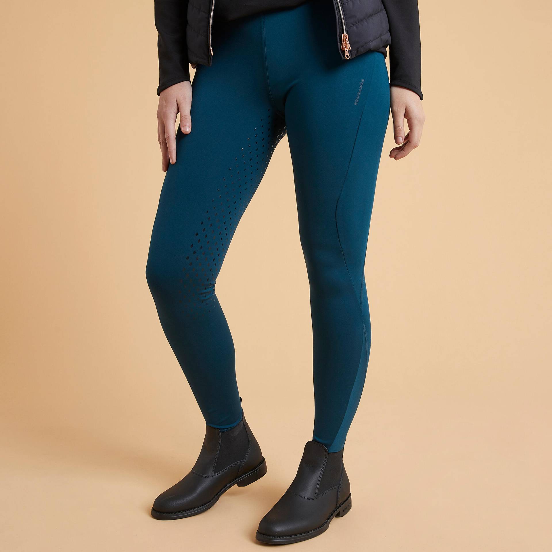 Reitleggings 500 Full Grip Damen blau von FOUGANZA