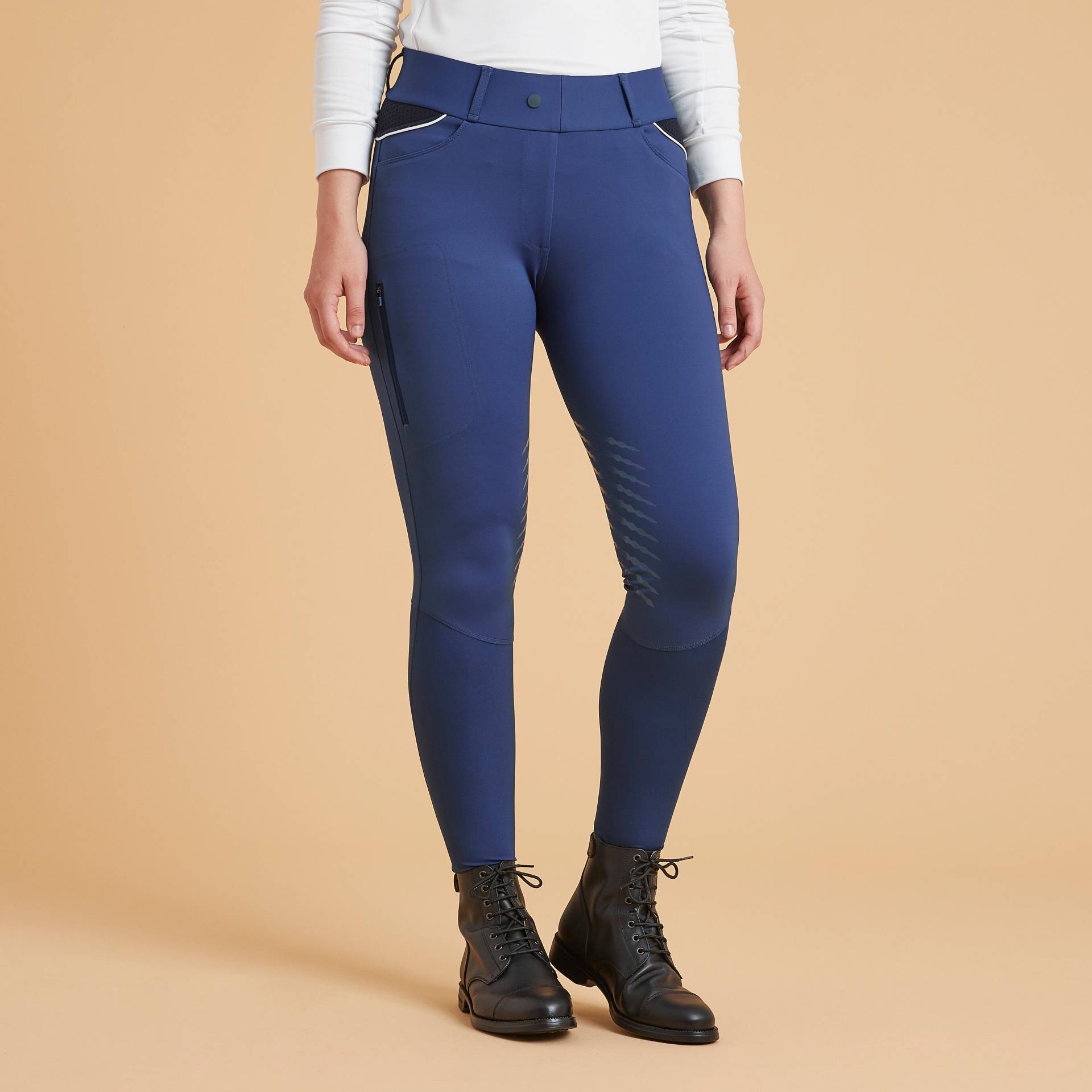 Reitleggings Damen - 900 Jump Grip blau von FOUGANZA