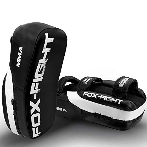 FOX-FIGHT MMA 2X Schlagpolster Arm Schield professionelle hochwertige Premium Qualität aus echtem Leder Handpratzen Schlagpratzen Pratzen Schlagkissen Boxpads Training MMA Kickbox 38x19x14cm von FOX-FIGHT