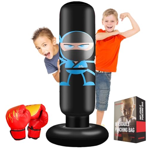 FOYOCER Boxsack Kinder mit Boxhandschuhen 160 cm Ninja Boxsack für Kinder von 3–12 Jahren mit Sofortiger Rückfederung zum Üben von MMA Karate Taekwondo Jungen und Mädchen 2023 Neu von FOYOCER