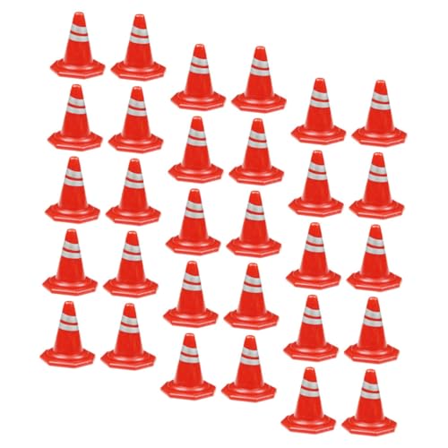 FOYTOKI 50 Stück Verkehrszeichen Barrikade Dekoration Minikegel Kleine Verkehrszeichen Spielzeug Verkehrskegel Modelle Straßenschild Spielzeugmodelle Straßensperrenschilder von FOYTOKI