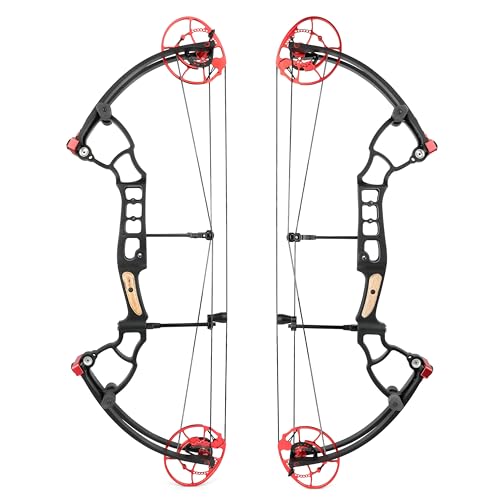 FQH Compoundbogen- und Pfeilset 45-60 lbs Zuggewicht 55-70 lbs Zuggewicht Pfeile erreichen bis zu 340 fps IBO Geeignet für die Jagd im Freien Zielbogenschießen (Nur Compoundbögen(Rot), 45-60lbs) von FQH