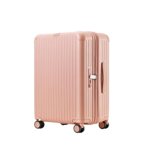 FRADSDBU Trolley-Koffer Gepäck, erweiterbarer Koffer, Trolley-Koffer for Herren und Damen, Boarding-Koffer, Lederkoffer Reisekoffer (Color : Pink, Size : 26) von FRADSDBU