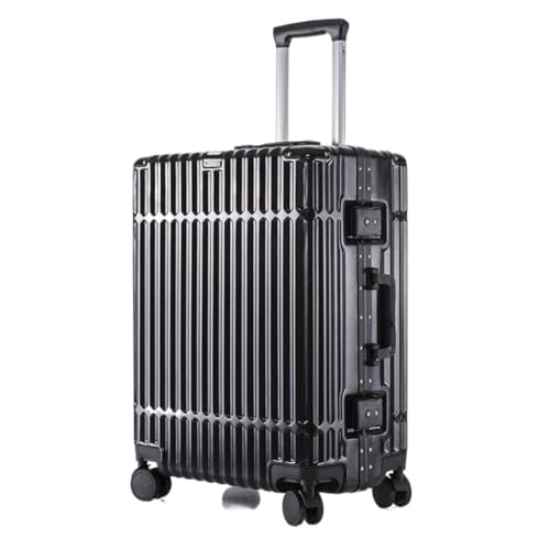 FRADSDBU Trolley-Koffer Neuer multifunktionaler Koffer mit Aluminiumrahmen, Trolley-Koffer for Herren und Damen, Passwortbox, Boarding-Koffer Reisekoffer (Color : Black, Size : 20) von FRADSDBU