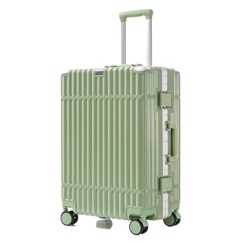 FRADSDBU Trolley-Koffer Neuer multifunktionaler Koffer mit Aluminiumrahmen, Trolley-Koffer for Herren und Damen, Passwortbox, Boarding-Koffer Reisekoffer (Color : Green, Size : 24) von FRADSDBU