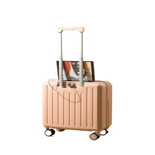 FRADSDBU Trolley-Koffer USB-aufladbarer Koffer 18-Zoll-Boarding-Koffer Kleiner Leichter Koffer Universal-Rollen-Trolley-Koffer Reisekoffer (Color : Pink, Size : A) von FRADSDBU