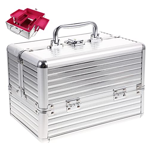 Frcolor Aluminium Make-up Kosmetik Vanity Case Kosmetikbox Organizer Container (Silber) von FRCOLOR