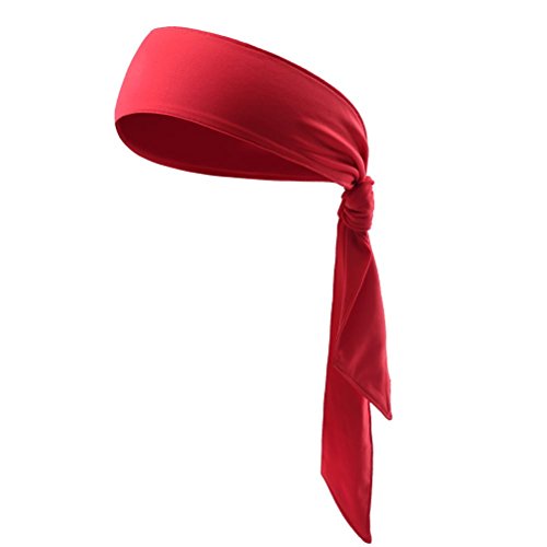 Frcolor Kopf Krawatte Sport Stirnband Krawatte Stirnband für Frauen und Männer Schweißband Kopf Krawatten Ideal für Laufen Arbeiten Tennis Karate Leichtathletik (rot) von FRCOLOR