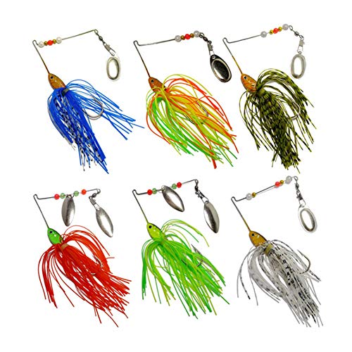 6 Stück Angeln Köder Set Hartschale Spinner Köder Spinnerbait Blinker mit Rock Jig für Barsch Hecht Forelle von FREE FISHER