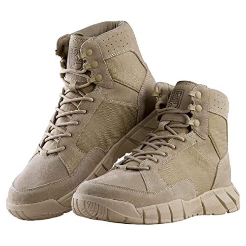 FREE SOLDIER Herren Stiefeletten Ultralight Military Tactical Arbeit Stiefel Knöchelhoch 6" Inch Zoll Spitze bis atmungsaktiv Desert Boots (Tan,40) von FREE SOLDIER