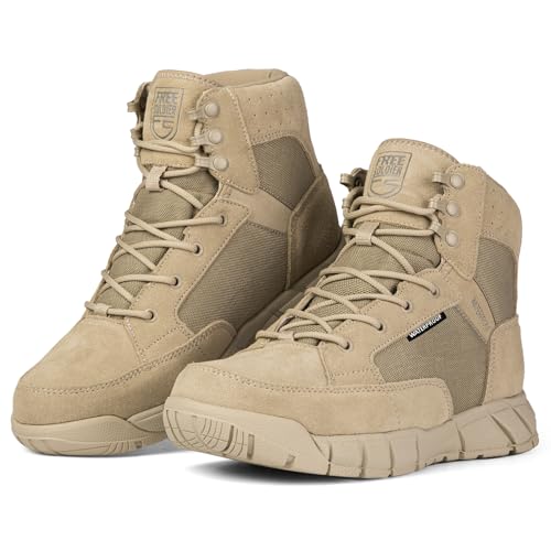 FREE SOLDIER Herren Stiefeletten Ultralight Military Tactical Arbeit Stiefel Knöchelhoch 6" Inch Zoll Spitze bis atmungsaktiv Desert Boots (Tan,46) von FREE SOLDIER