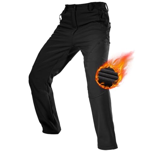 FREE SOLDIER Herren Winter wasserdichte Skihose Jagd Outdoor Hose Winddichte Thermohose Winterhose Softshellhose zum Klettern und Wandern(Schwarz,54) von FREE SOLDIER