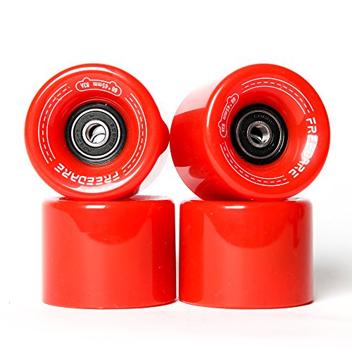 FREEDARE Skateboard Wheels 60mm 83a with Bearings and Spacers Cruiser Wheels (Red,Pack of 4) von FREEDARE