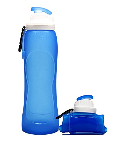freemaster faltbar Silikon Sport Wasser Flasche BPA-frei Laufen Gym Wandern Fahrrad Trinkwasser Flasche schwarz blau 500 ml von FREEMASTER