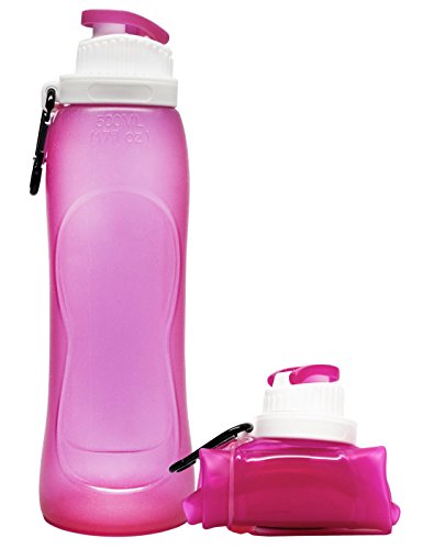 freemaster faltbar Silikon Sport Wasser Flasche BPA-frei Laufen Gym Wandern Fahrrad Trinkwasser Flasche schwarz rose 500 ml von FREEMASTER