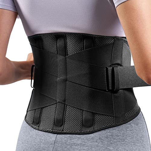 FREETOO Rückenbandage Herren und Damen, Atmungsaktive Rückengurt mit 5 Aufenthalten für Sport,Schwarz,Größe S (Taille: 70-90 cm) von FREETOO