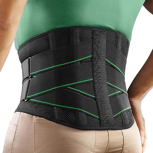 FREETOO Rückenstützgürtel mit 7 Metallstützen, Bequeme Rückenbandage für Herren und Damen mit Abnehmbarem 3D Lendenpolster zur unteren Rücken,LWS, Atmungsaktive Rückengurt für Arbeit und Sports von FREETOO