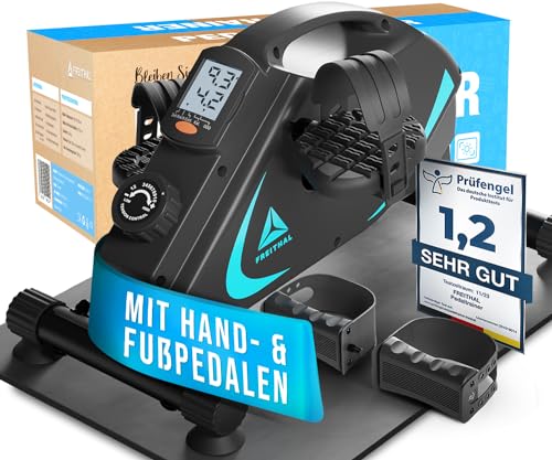 FREITHAL - Pedaltrainer mit Anti-Rutsch-Matte & beleuchtetem Display - Leiser Arm und Beintrainer Senioren [Mit Fuß- & Handpedalen]- Gelenkschonendes Mini Heimtrainer Fahrrad - Beintrainer für Zuhause von FREITHAL