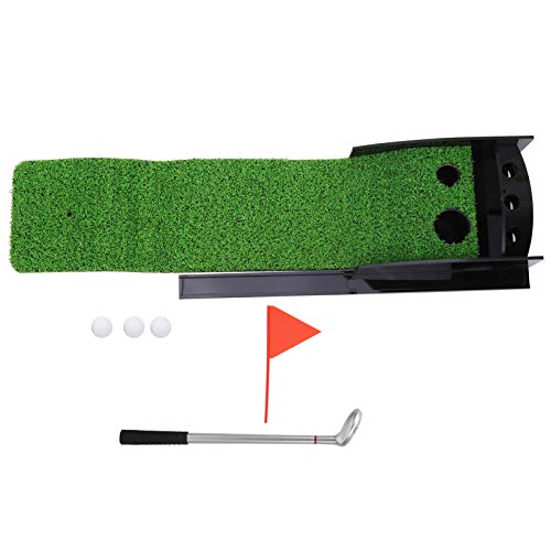 Desktop Putting Practice Mat | Portable Office Training Kit with Auto Ball Return | Mini Putter for Home/Office/Practice | Includes 3 Balls & Flag von FRELEAN