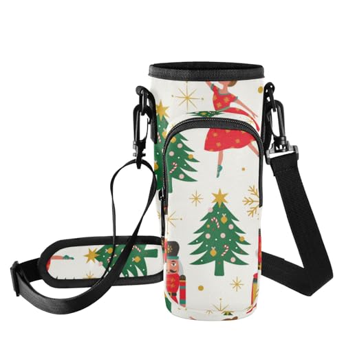 FRODOTGV Nussknacker-Wasserflaschenhalter, Weihnachtsbaum, 1,2 l, Becher mit Handyhalterung, Tumbler-Träger mit Schultergurt von FRODOTGV