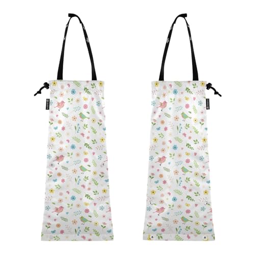 FRODOTGV Spring Birds Flowers Leafs Car Can Trash Bag Hanging Car Trash Bags with Elastic Opening Car Garbage Bags Trash Bag for Litter Pack of 2 von FRODOTGV