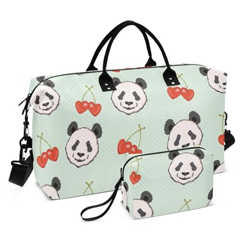 Gepäck-Reisetasche, Sporttasche, faltbar, Handgepäcktasche mit verstellbarem Gurt, für Yoga, Wandern, Panda-Muster, Illustration, Panda-Muster-Illustration, 1 Size von FRODOTGV