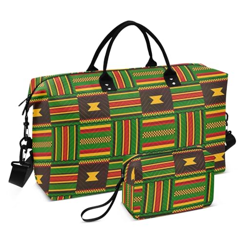 Seesack aus afrikanischem Textil, ethnisches Grün, große Handgepäcktasche mit verstellbarem Gurt, Sport-Trainingstasche für Yoga, Sport, wasserdicht, Afrikanisches Textil, ethnisches Grün, 1 Size von FRODOTGV