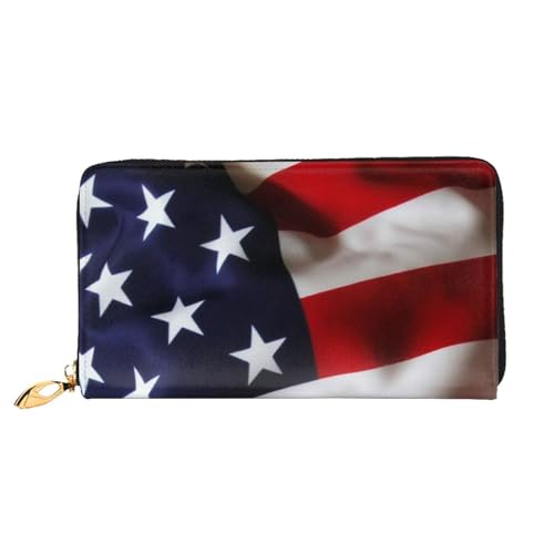 FROON Lange Handheld Leder Geldbörse Mode Amerikanische Flagge Brieftasche Business Leder Pocketbook Geldtasche für Geschenke, Schwarz , Einheitsgröße von FROON
