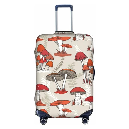 FTLBYWNK Gepäckabdeckung 45,7-81,3 cm Trolley-Koffer Schutzhülle Elastische Reisekofferhülle für Geschäftsreise Gepäck (niedliche Hahn Hühner), Rote Pilze, L von FTLBYWNK