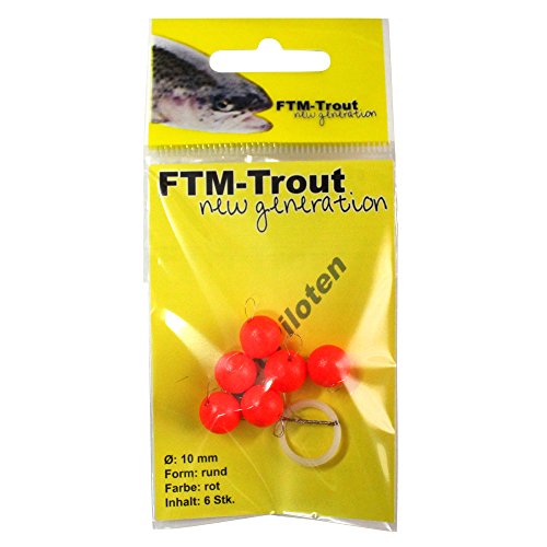Pilotkugeln Forellen Bissanzeiger rund Trout Piloten Schwimmer Forellenposen (rot, 10 mm) von FTM Trout