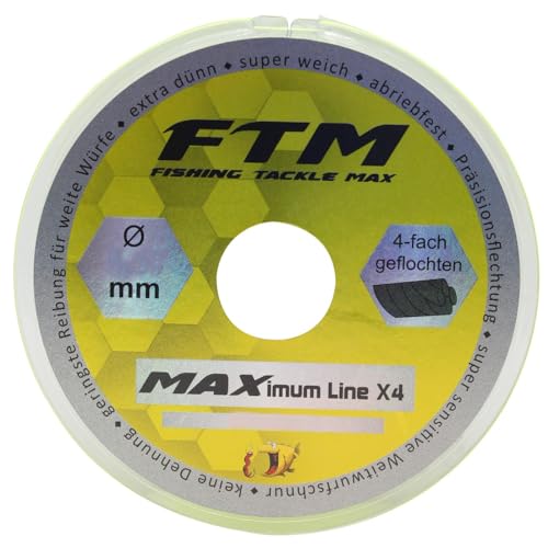 FTM Schnur Maximum X4-150m geflochtene Angelschnur, Durchmesser/Tragkraft:0.08mm / 4.2kg von FTM
