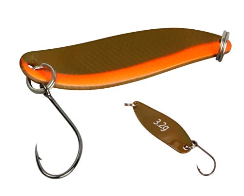 FTM Spoon Hammer 3,2g Glänzend Forellenhaken zum Spinnfischen auf Forellen, braun/orange von Fishing Tackle Max