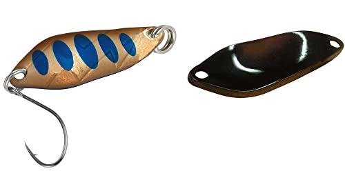 FTM Spoon Strike 2, 1g - Blinker zum Spinnfischen auf Forelle, Forellenblinker zum Angeln am Forellensee, Forellenköder, Farbe:kupferfarben/Blaue Punkte FTM Spoon Strike 2, 1g - Blinker zum Spinnfischen auf Forelle, Forellenblinker zum Angeln am Forellensee, Forellenköder, Farbe:kupferfarben/Blaue Punkte von Fishing Tackle Max