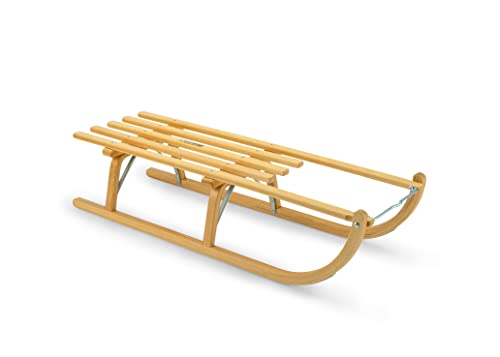 Davoser Holzschlitten mit Schlittenseil - Rodelschlitten - Rodeln - Schlitten - Rodel - Davoser - Sledge - Bob - Winterspaß - Wintersport (90 cm) von FÜNDIG