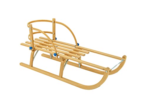 Davoser-Schlittenset: Schlitten + Schlittenlehne + Schlittenleine - Holzschlitten für Kinder und Babys - Holzrodel - Rodelschlitten (115 cm) von FÜNDIG