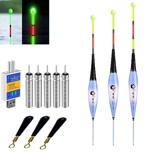 3 Stück Led Posen Angeln Mit Bissanzeiger, Posen Angeln Mit Gravity Sensing Und Basis, Angel Zubehör Zum Tauchgebiet Angeln Am See, Fluss Oder Teich. (C) von FUFRE