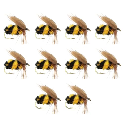 10 Stück/Set 1,6 cm Insekten Bienen Fliegenfischen Köder Angeln Künstliche Insekten Köder Trockenfliegen Angeln Köder Weiche Angelköder Kit von FUKAJOMFEN