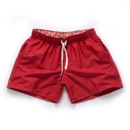 FULUJIDI Badehose Boardshorts Schwimmhose Herren Pocket Beach Board Shorts Bademode Herren Badehosen Badeanzüge Herren Schnellt Rocknend Sport Surf Shorts L Rot von FULUJIDI