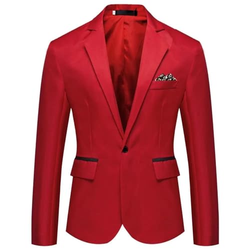 FULUJIDI Sakkos Anzüge Formale Business-Anzug Jacke Mit Langen Ärmeln Gemütlich Schlank Anzug Jacke Formal Blazer Fein 3XL Rot von FULUJIDI