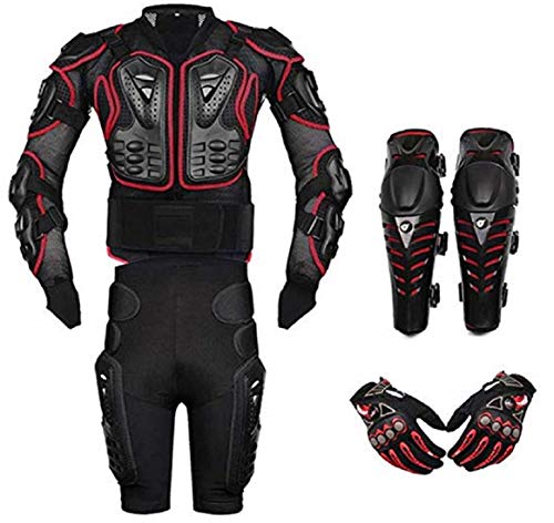 FULUOYIN Motorrad Protektorenjacke Anzug Panzer Protektorenhemd+ Hose+ kniechüzer+Handschuhe für Radfahren Reiten Motorrad Fahren Schilaufeh S-5XL von FULUOYIN