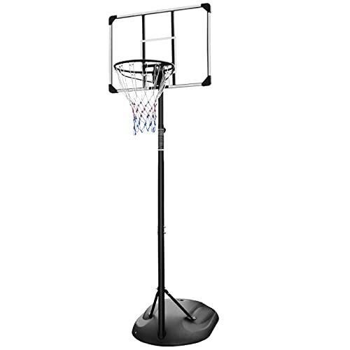 FUNJEPE Tragbarer Basketballkorb-System, höhenverstellbar, 2,3 m – 2,8 m, mit 81,3 cm transparenter Rückwand und Rädern, für Jugendliche und Erwachsene, drinnen und draußen, 230 cm - 280 cm von FUNJEPE