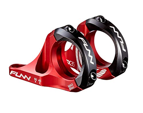 FUNN RSX Mountainbike Direktmontage Vorbau mit 35mm Lenkerklemmung, 2-teiliges leichtes Split-Design für Dual Crown Gabeln, verstellbare Verlängerung von 45-50mm mit 30mm Erhöhung (Rot) von FUNN